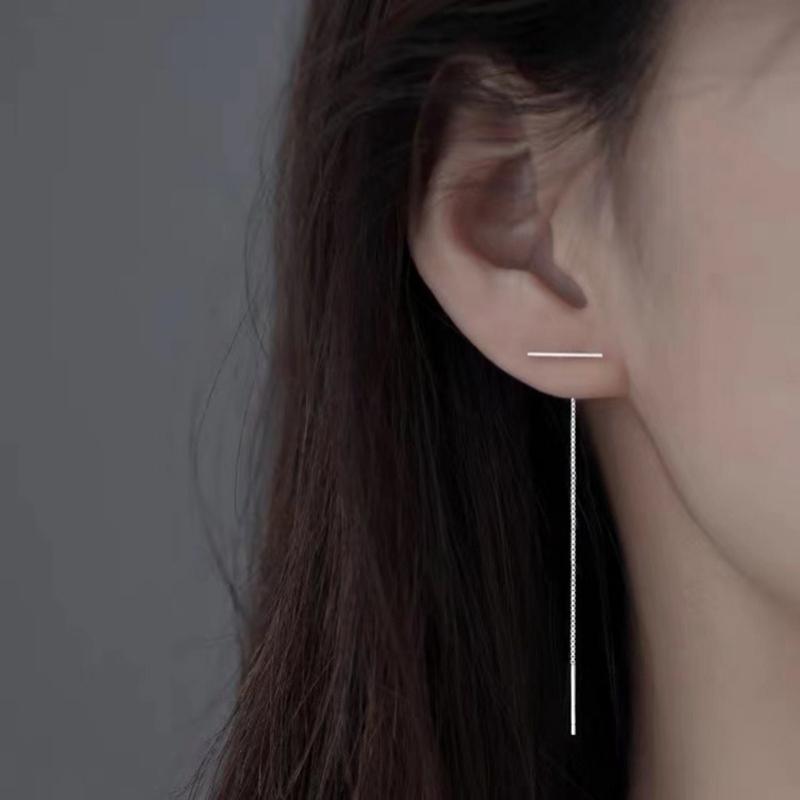 New Earrings with Straight Ear Lines, Feminine Temperament, Japanese and Korean Versions, Simple and Fashionable Chain Long Ear Accessories