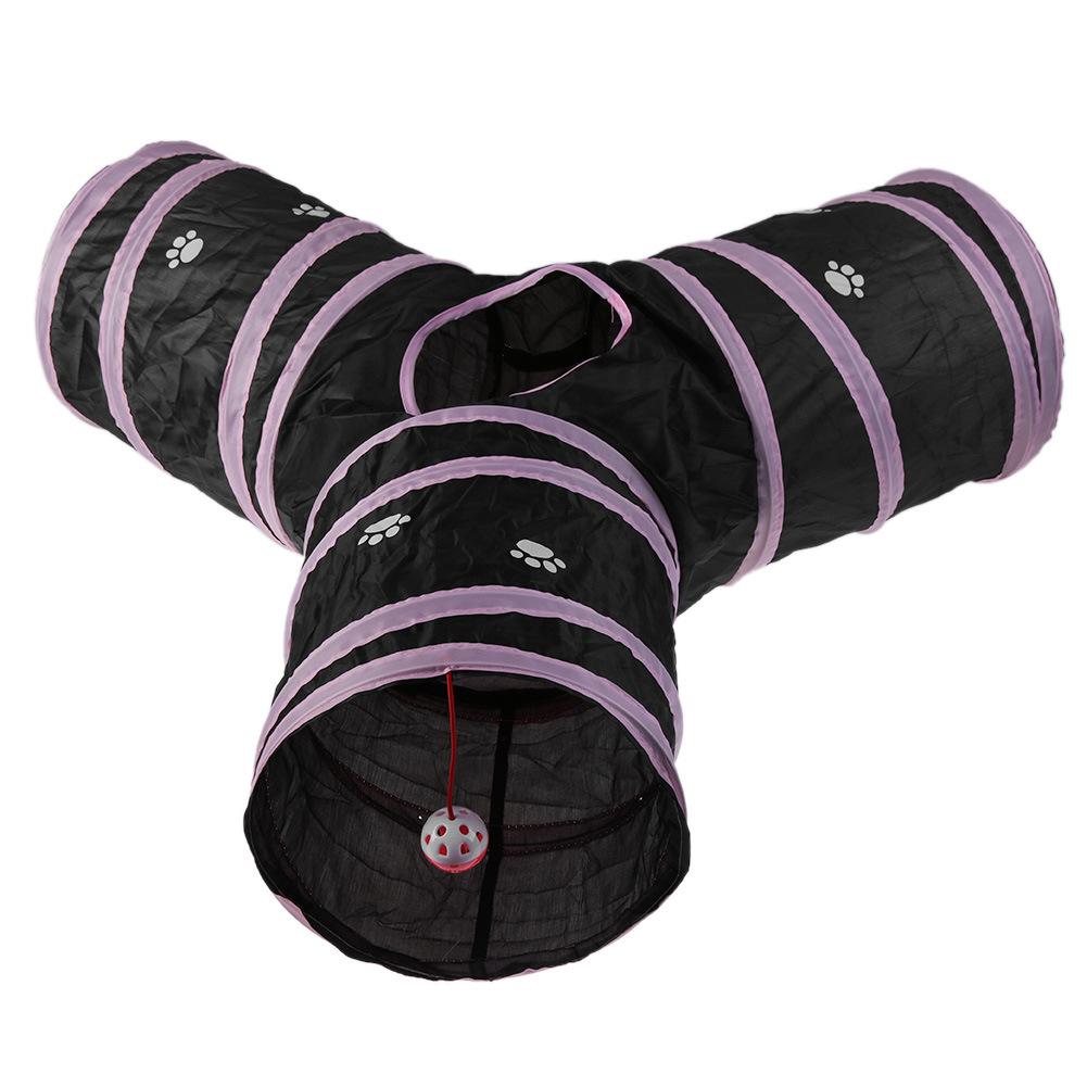 Three-way Pet Cat Folding Tunnel Interative Tube Fun Toy with Small Ball