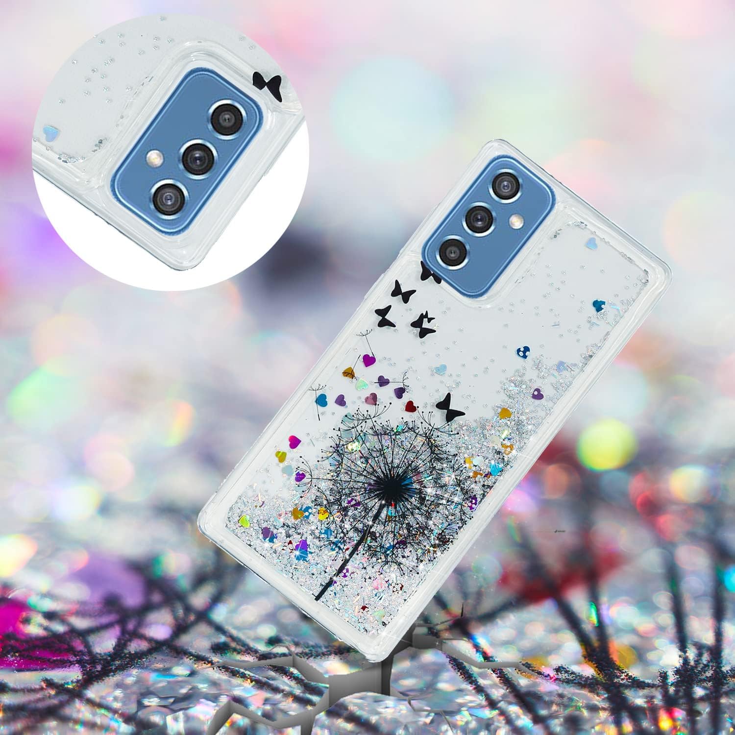 

OOPKINS Glitter Case for Samsung Galaxy A35 5G for Girl Sparkle Flowing Shiny Quicksand Transparent Soft TPU Silicone Bumper Shockproof Protective XY]: Eyelash Unicorn