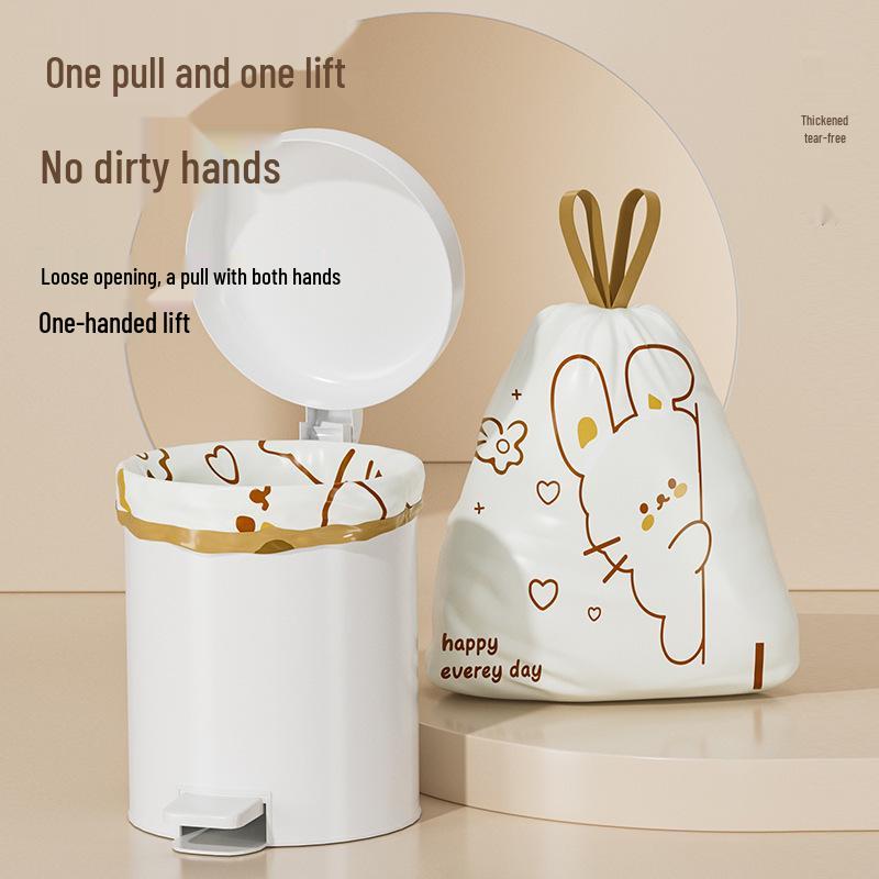 Blue Heart Rabbit Drawstring Thickened Trash Bags - Cartoon Kitchen Self-Closing Plastic Bags