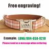 Personalized Dog Collar Custom Pet Collar Free Engraving ID Name Tag Pet Accessory Orange Plaid Puppy Collar Leash