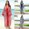 Europäisch-Amerikanischer Batik-Strandüberwurf: Rayon Midilanger Sonnenschutz-Cardigan für Damen-Urlaubs-Bikini-Bekleidung