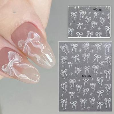 Nail Art Ribbon Bow Sticker Ballet White Gradient Simple Bow Tie Nail Patch Decoration
