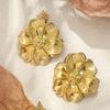European & American Stainless Steel Flower Stud Earrings - Simple, Irregular Design