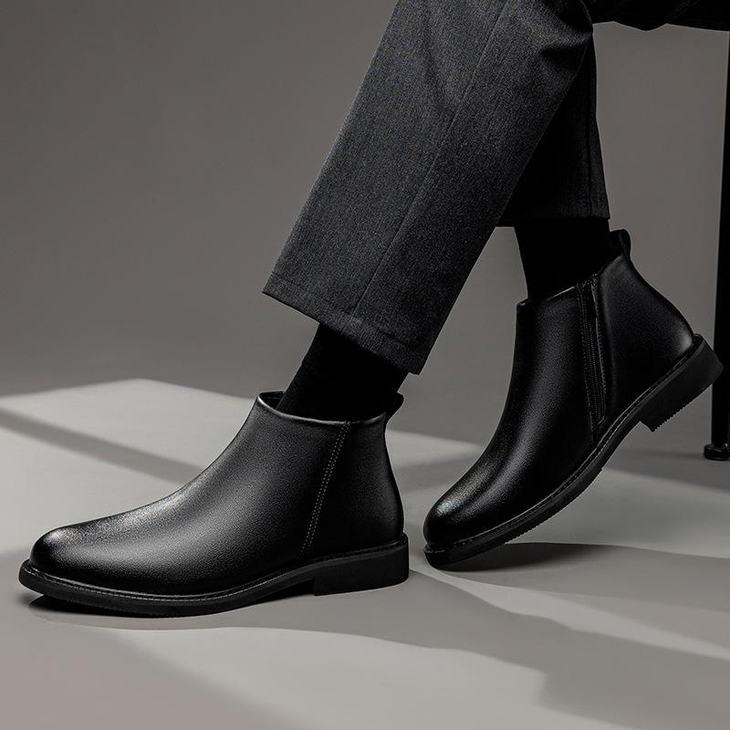 Martin Boots Men's Winter Velvet Warm Cotton Shoes High-top Leather Boots Men's Top Layer Cowhide Overalls Boots Genuine Leather Snow Boots