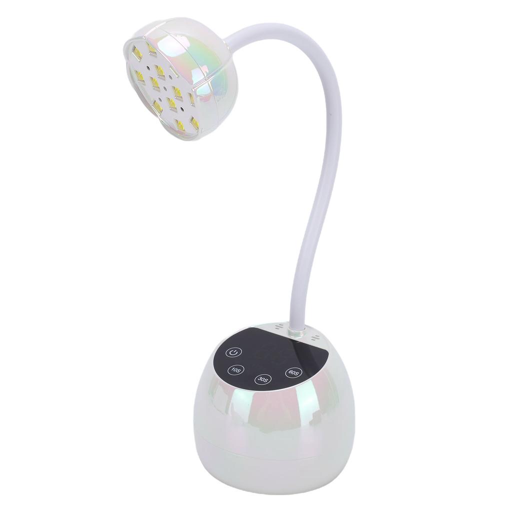 36W Gooseneck Nail Light Rechargeable Quick Drying Cordless LED Nail Lamp Manicure Dryer for Gel Polish White