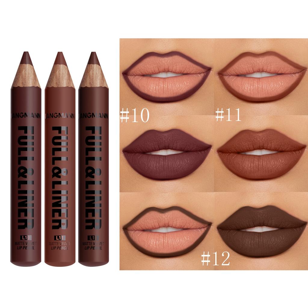 Delineador de Labios y Color Completo en 12 Tonos Mate, Fórmula Ligera para Todos los Tipos de Beige Claro Adecuado para Labios con Look Completo, Delinea y Rellena el Look de los Labios