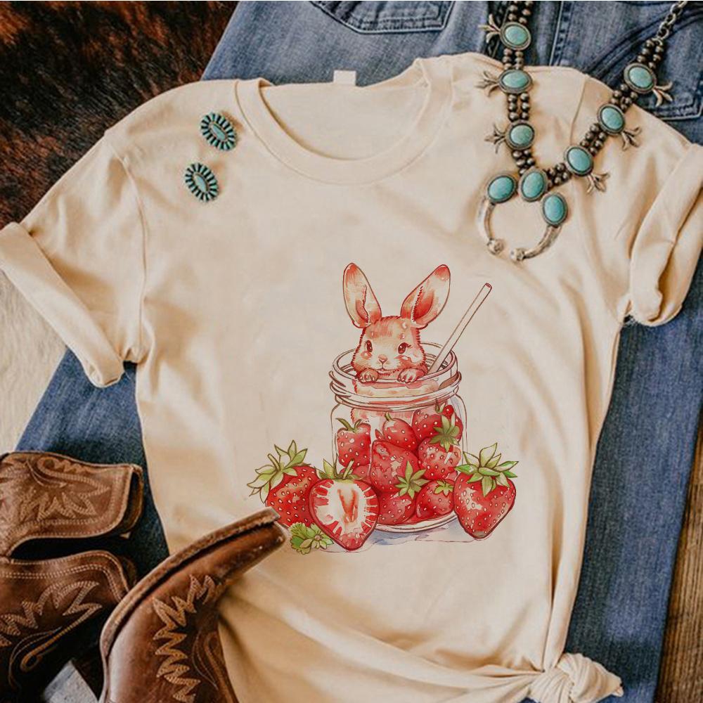 Strawberry Top Women Harajuku Comic Designer T Shirt Girl Anime Clothing