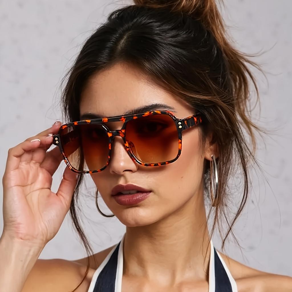 New In Simple Square Sunglasses For Women Leopard Print Alternating Glasses With Gradient Lenses Lightweight Sunglasses