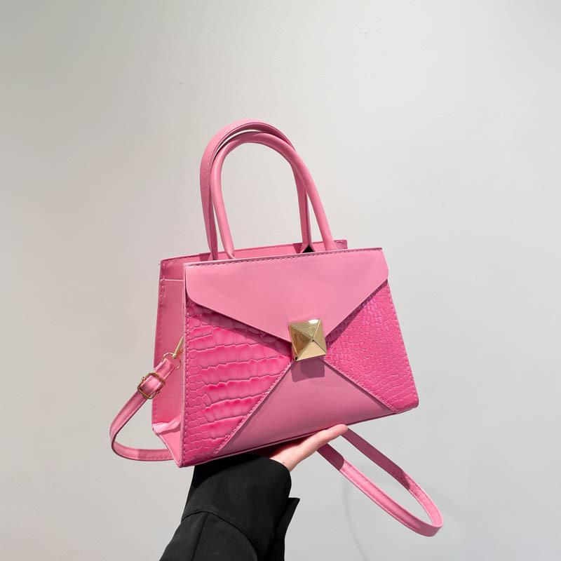 

новая однотонная сумка через плечо кроссбоди из искусственной кожи с тиснением под крокодила, осенняя, повседневная, модная, комбинированная, большой вместимости розовый