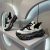 Mens Large Size Casual Sneakers With Distressed Finish Thick Platform Sole Round Toe Shoes Seniors