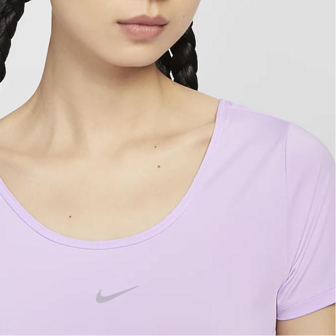 New Nike One Classic Women's Dri-FIT Short-Sleeve Cropped Twist Top 'Lilac Bloom' FN2852-512