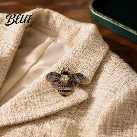 Daily Wear Jewelry Retro Rhinestone Bee Brooch Pin, Insect Alloy Badge with Sparkling Colorful Rhinestones, Accessory for Clothing Dress Coat