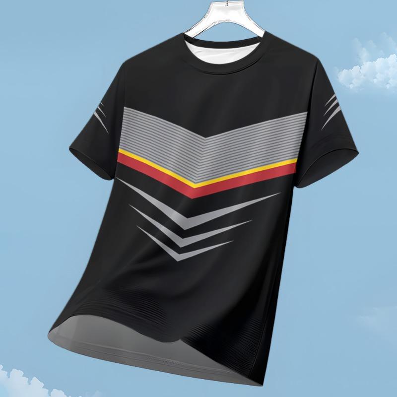 Moda 3d Gradiente Impressão T Camisa Masculina Ao Ar Livre Corrida De Fitness Esportes Manga Curta Topos Verão Casual Respirável Roupas Soltas