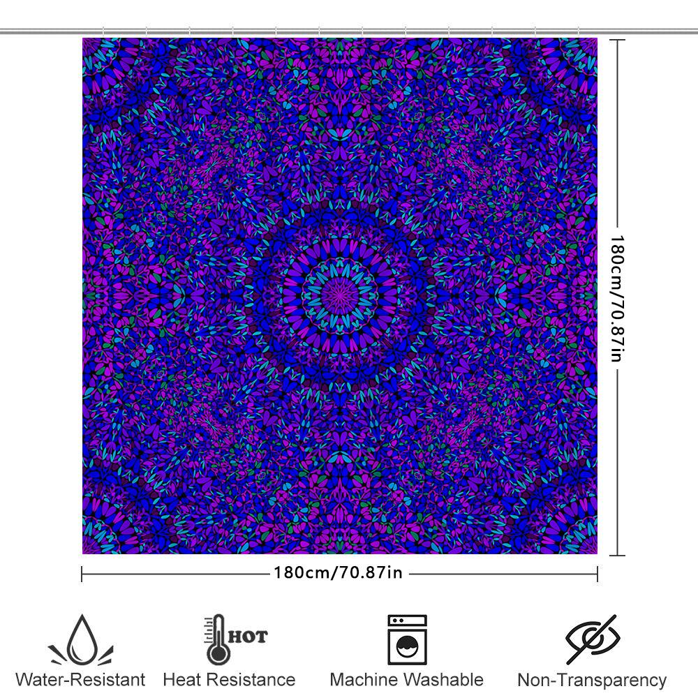 Vibrant Purple Blue Mandala Shower Curtain For Bathroom Decor
