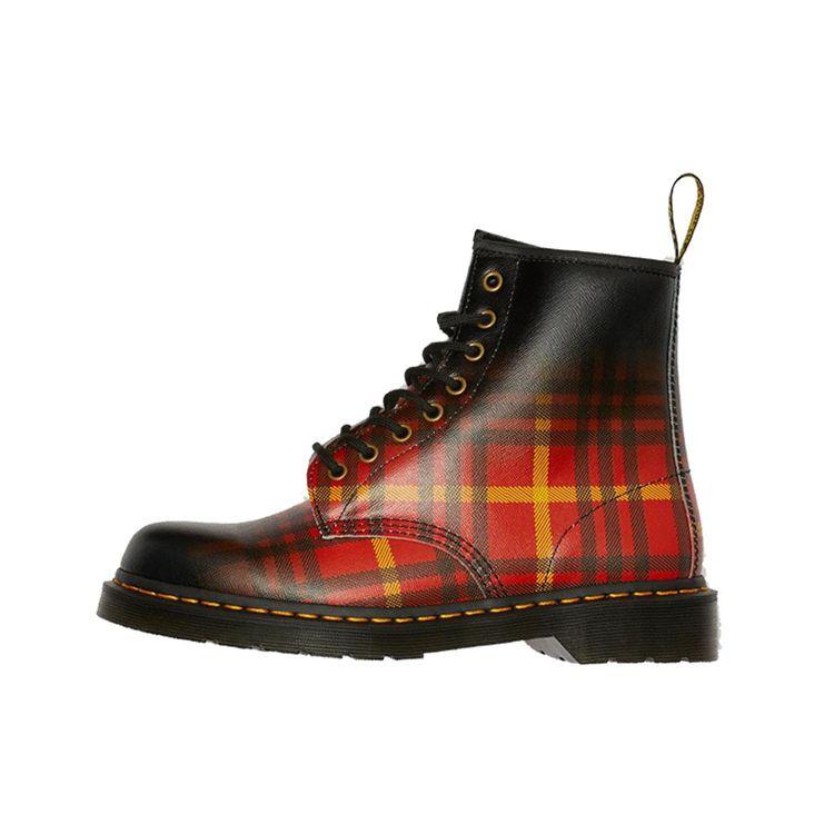 Dr. Martens 1460 Tartan Classic 8-Hole Boots Unisex Boots Black Orange 25754102