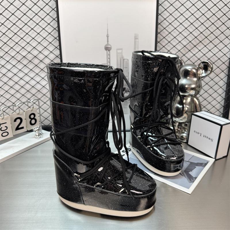 Waterproof version of Gypsy Moon Snow Boots Women's, winter medium-high lace-up non-slip warm ski shoes