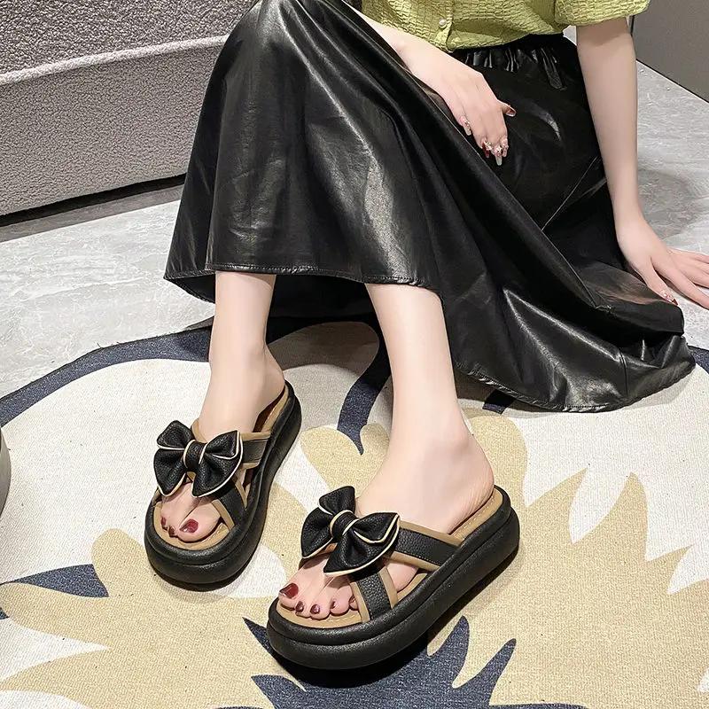 Fashion Woman Slippers Open Toe Platform Shoes for Women Chic and Elegant Shoe On Offer Slip-resistant Sandals Vip Small Size 39 Slides