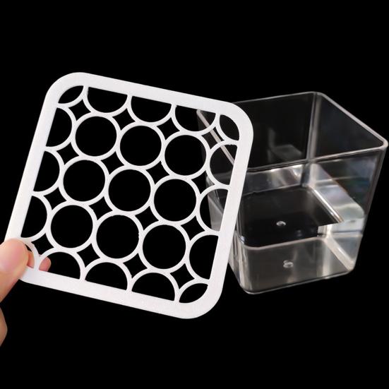 1/2/4Pcs Mini Flowerpot Round Hole Lid Transparent Design Easy Flower Arrangement Square Plastic Pot Home Decor