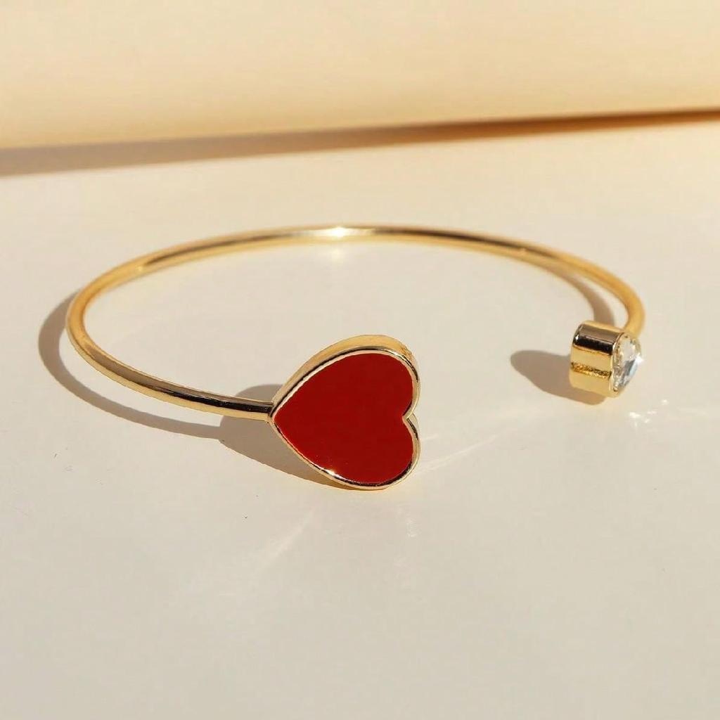 Bracelet Femme Simple Cœur Ouvert avec Taille Réglable, Convient pour le Port Quotidien et les Vacances