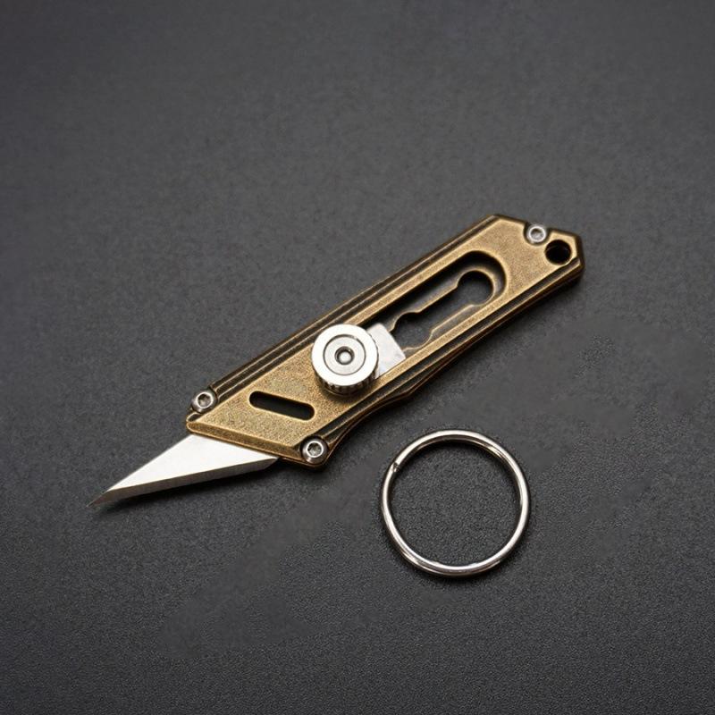 Titanium Alloy Utility Knife Push Pocket Knife Portable Mini Keychain Unboxing Cutter Survival Multitool EDC with Gift Box