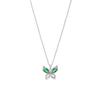 Elegant Titanium Butterfly Necklace with Green Diamond Pendant