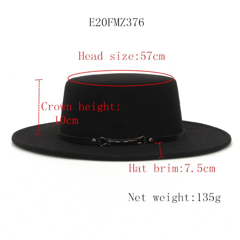 Retro Winter Autumn Women Felt Fedora Hats Belt Buckle Decorated Ladies Boater Hat Flat Brim Church Hats Women Elegant2023