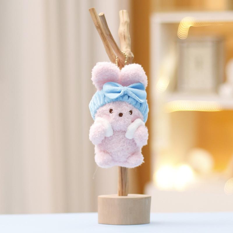 Face Wash Delightful Rabbit Plush Toy Keychain Adorable Short Fur Design For Kid
