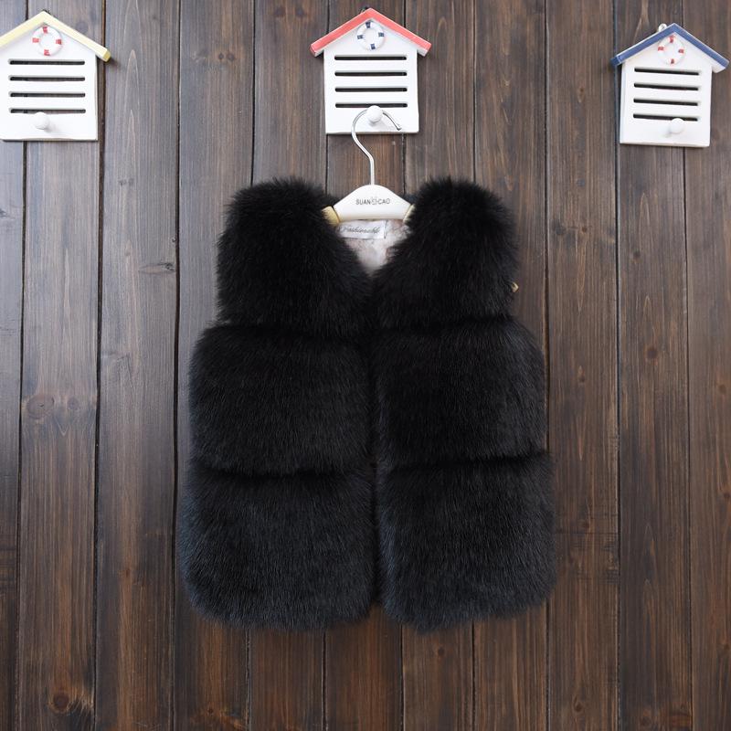2024 Autumn and Winter Girls Clothes Children's Fur Vest Thickened Cotton Solid Color Coat Wool Fake Fur Jacket