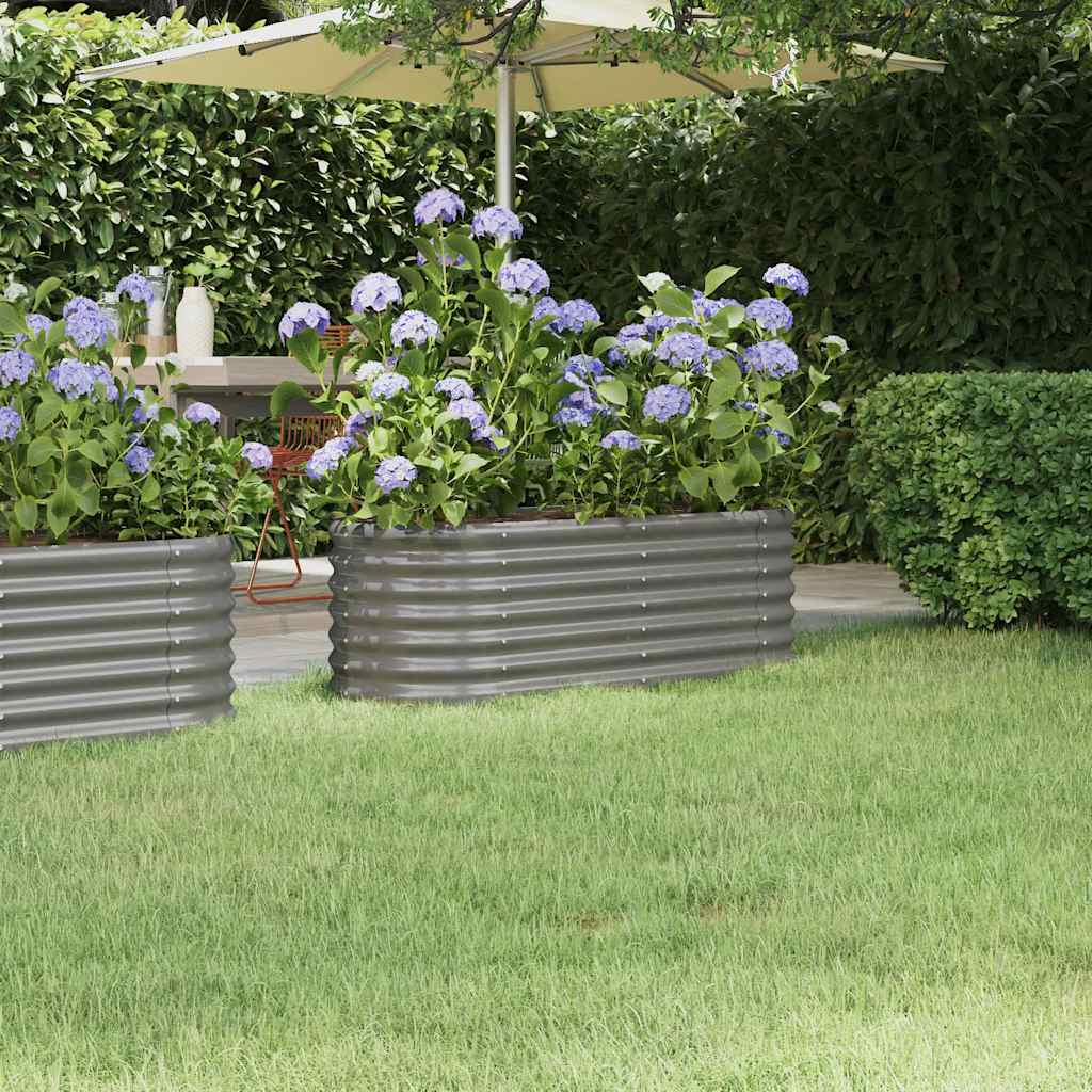 Vidaxl Raised Planter, Powder-Coated Steel 114X40X36 Cm, Grey