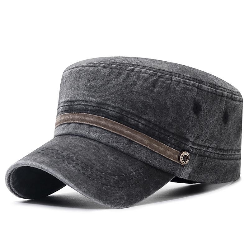 

Distressed Cotton Flat-Top Baseball Cap - Breathable Sun Protection for All Ages Adjustable чорний