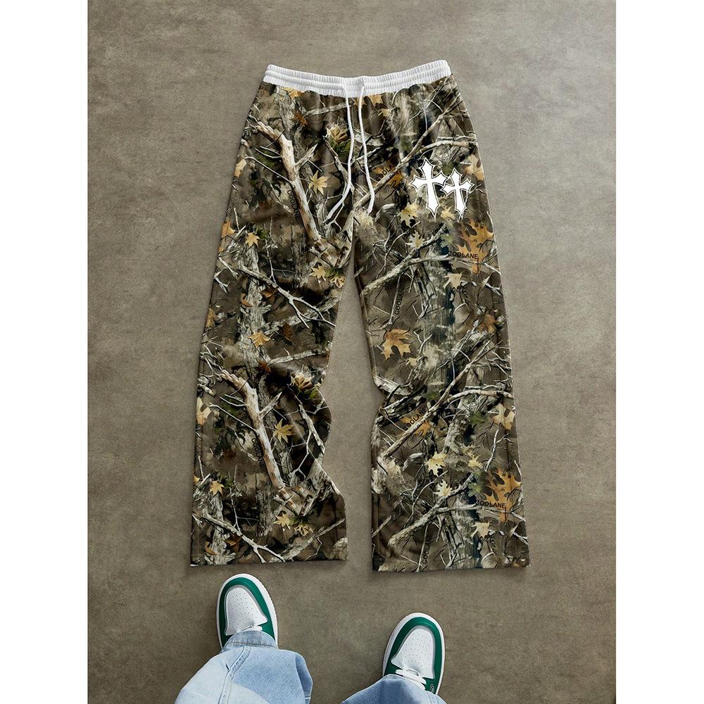 

Брюки подростковые повседневные брюки с камуфляжным принтом, утягивающие брюки широкого кроя, скользящие до пола S