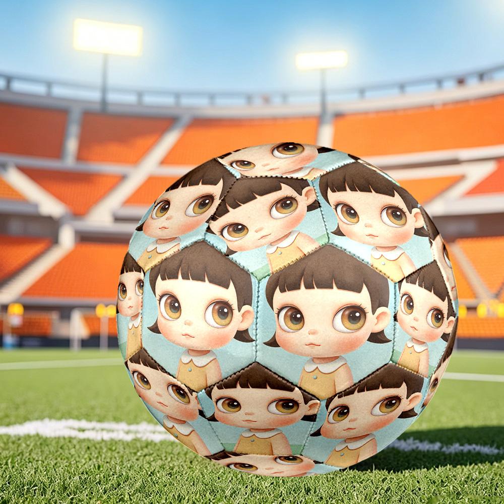 1pc Whimsical Doll Portrait Themed Soccer Ball, Size 5, Lightweight PVC Material, Outdoor Training Soccer Ball Gift. Q6221