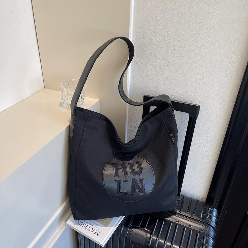 Canvas Bag Women'S Large-Capacity Autumn And Winter Versatile Casual Simple Shoulder Messenger Bag Lazy Wind Tote Bag