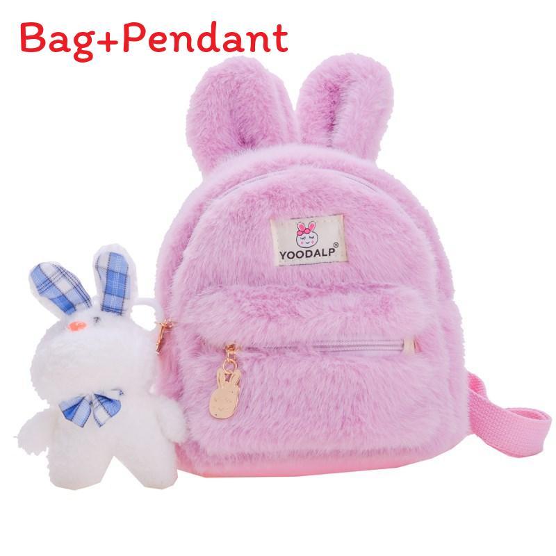 Kids Plush Bunny Ears Backpack With Breathable Lightweight Design For Kindergarten Girls