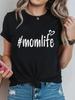 Women's T-shirt Short Sleeve Matching Family Momlife Letter Print Crew Neck Casual Daily Top Fo