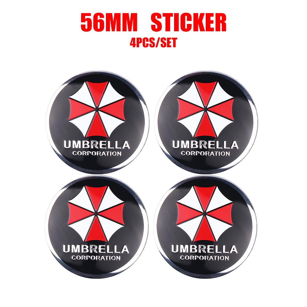 BAYD7 4PCS 56mm Umbrella Corporation Emblem Car Wheel Center Cover Sticker Auto Hub Caps Decal Accessories For Toyota Renault Volvo
