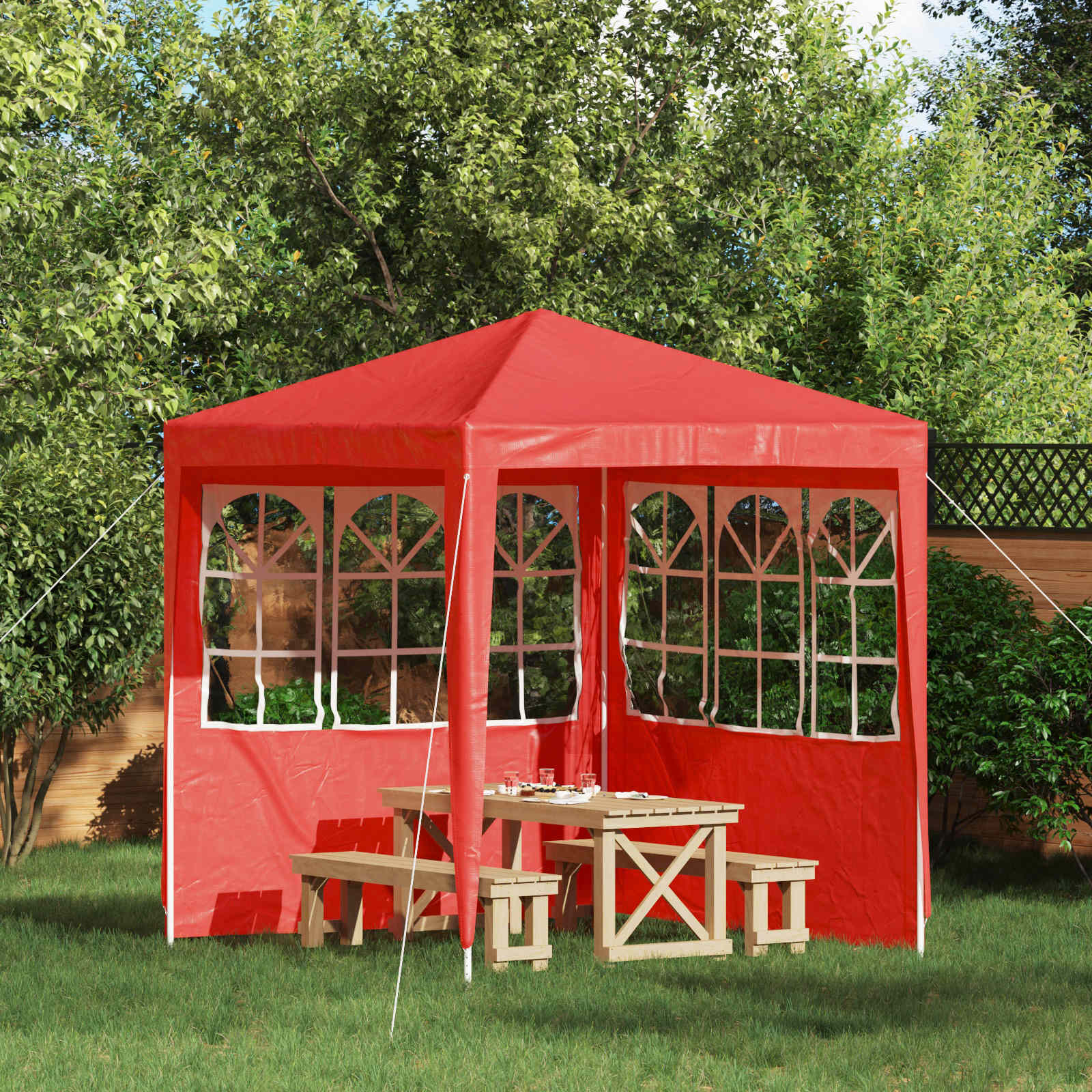 Partyzelt Seitenwand 2 Stück 200 x 195 cm Rot PE und Stahl