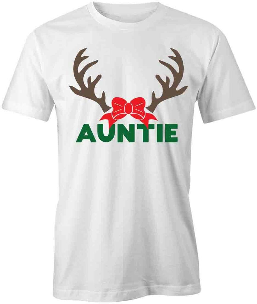 AUNTIE REINDEER TShirt Tee Short-Sleeved Cotton CHRISTMAS S1WCA552