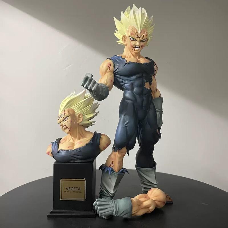 28cm Dragon Ball Goodbye Majin Vegeta Figure 2 Head Sculpt 2 Replaceable Arms Battle Damage Vegeta Statue Anime Model Toy Gift