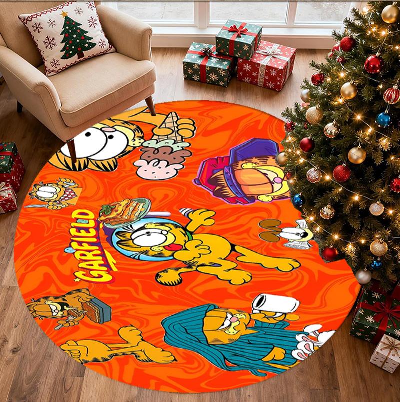 Garfield Pattern Round Rug, Indoor/Outdoor Mat, for Picnic, Gameroom, Bedroom, Office, Living Room, Home Decor Carpet, Birthday Gift