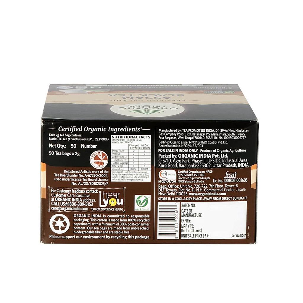 ORGANIC INDIA Assam Black Tea Strong Brew 50 Teabags For Daily Refreshing Aroma And Rich Flavor Experience