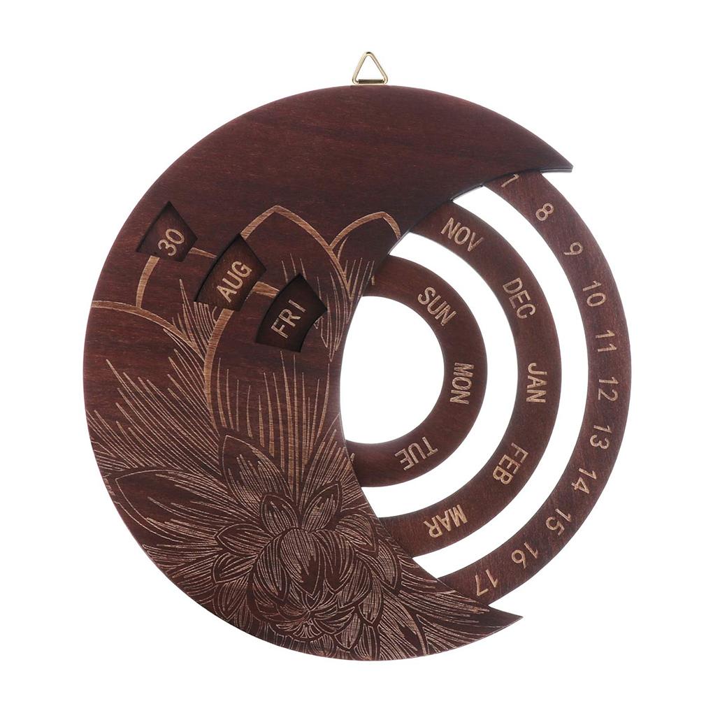 Hanging Calendar Wooden Rotatable Calendar Wall Mounted Living Room Decoration Home Supplies
