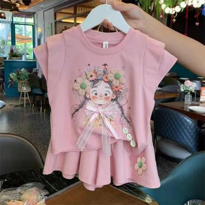 2026 Sommer Mädchen Lässiges Kurzarm-T-Shirt und Shorts Baumwolle Zweiteiliges Set