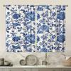2PCS 2D Flat Curtains   Polyester Material   Blue and White Printing Art Design   Pole Bag Design   Bedroom   Home Decoration