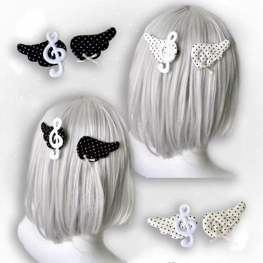 1 Pair Subculture Musical Note Hair Clip Polka Dot Y2K Hair Accessory Casual Wear