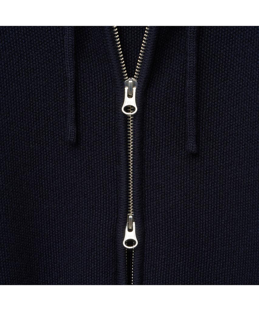 Iolo Textured Knit Zip-Up Hoodie_Navy