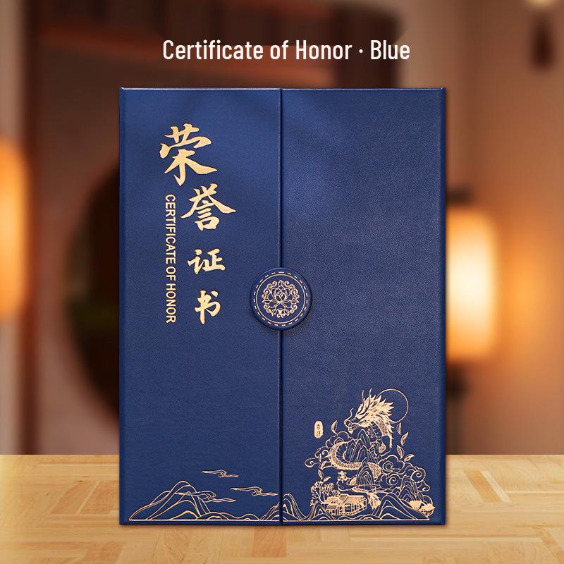 Luxury Custom Leather Three-fold Dragon Soaring Appointment Certificate Case