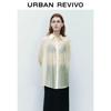 UR2026 Women's Pastel Style Polo Collar Oversized Open Front Shirt