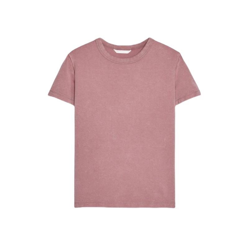 Spring New Women's Retro Versatile Multi-Color Double-Sided Cloth Slim-Fit Short-Sleeved round Neck T-shirt 4174378